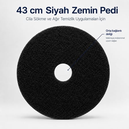 Mulpex 43 cm Siyah Zemin Pedi – Cila Sökme ve Ağır Temizlik Pedi