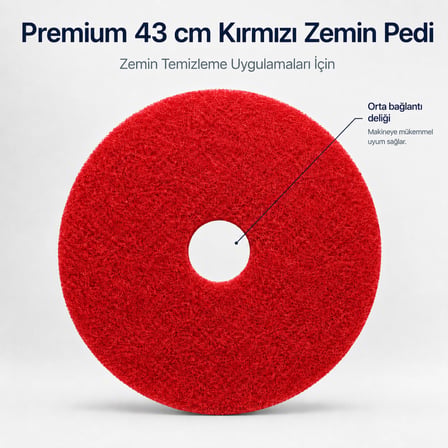 Mulpex Premium 43 cm Kırmızı Zemin Temizlik Pedi – Yer Yıkama Makinesi Pedi