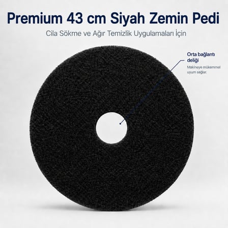 Mulpex Premium 43 cm Siyah Zemin Pedi – Cila Sökme ve Ağır Temizlik Pedi