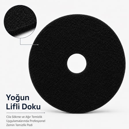 Mulpex Premium 43 cm Siyah Zemin Pedi – Cila Sökme ve Ağır Temizlik Pedi