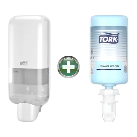 Tork S4 Beyaz Sabun ve Dezenfektan Dispenseri 564500 + 1 L El, Saç ve Vücut Sıvı Sabunu Hediyeli