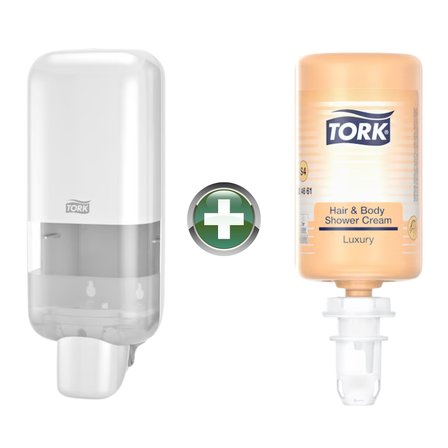 Tork S4 Beyaz Sabun ve Dezenfektan Dispenseri 564500 + 1 L Luxury Sabun 424661 Hediyeli