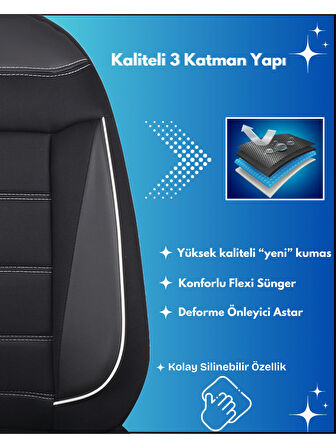 Fiat Egea Araçlara Uyumlu Tam Takım Flex B Model Oto Koltuk Kılıfı Seti