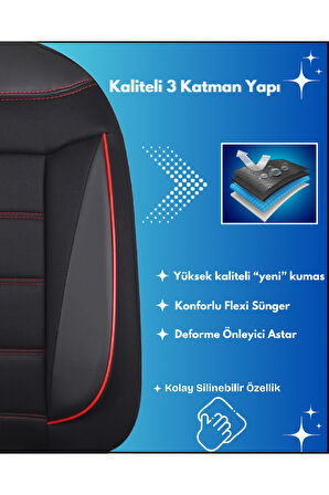 Peugeot 107 Araçlara Uyumlu Tam Takım Flex K Model Oto Koltuk Kılıfı Seti