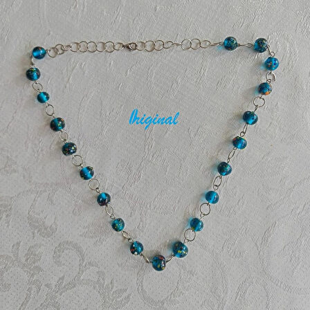 El Yapımı Lamba İşi Cam Boncuk Kolye - Mystic Blue
