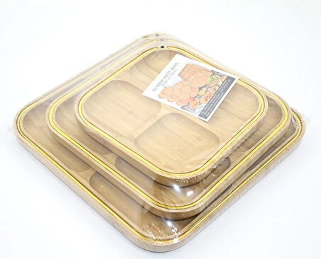 3'lü Ahşap Kahvaltı Çerez Ve Meyve Sunum Tabağı