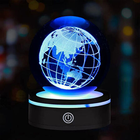 USB'li Dünya Tasarımlı Dönen Cam Küre