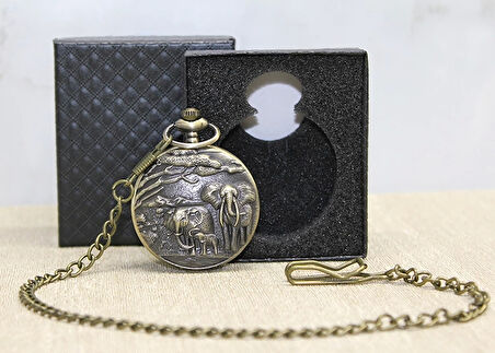 Özel Kutulu Antik Filli Köstekli Saat