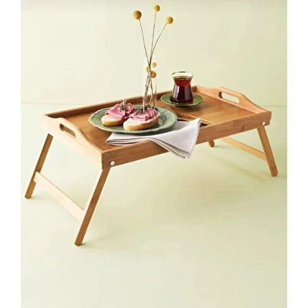 Bambu Kulplu Ayaklı Keyif Tepsisi