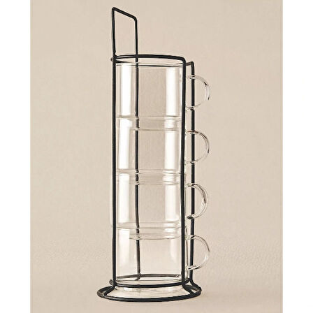 Standlı Borosilikat 4'lü Fincan Seti