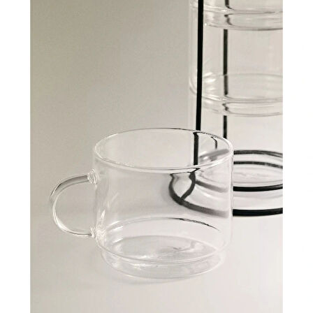 Standlı Borosilikat 4'lü Fincan Seti