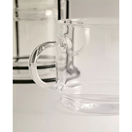 Standlı Borosilikat 4'lü Fincan Seti