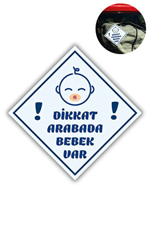 &quot;DİKKAT ARABADA ERKEK BEBEK VAR - EMZİKLİ&quot; Uyarı Stickerı | Araba Camı İçin 10x10 cm Etiket