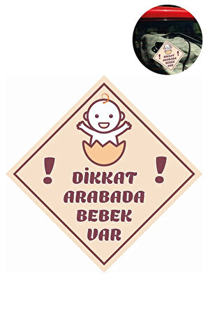 &quot;Dikkat Arabada Bebek Var&quot; Sticker – 10x10 Cm Folyo Baskılı Uyarı Etiketi