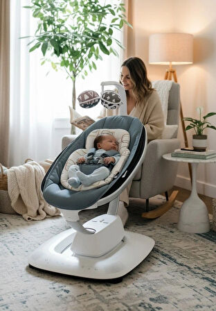 4moms Mamaroo 5.0 Elektrikli Ana Kucağı - Slate Blue + Yenidoğan Destek Pedi