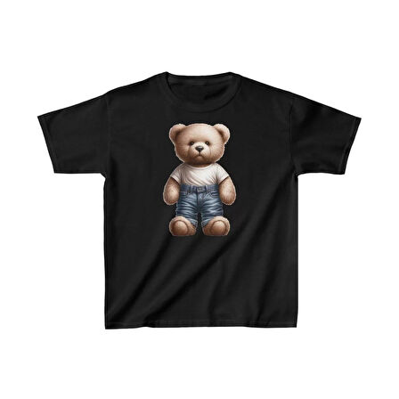 Unisex Çocuk Baskılı T-Shirt - Siyah