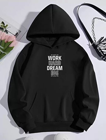 Kışlık Üç İplik Kapüşonlu SweatShirt - Siyah