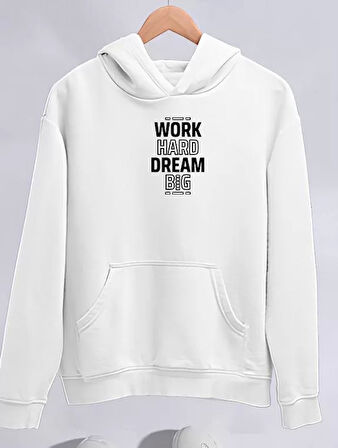 Kışlık Üç İplik Kapüşonlu SweatShirt - Beyaz