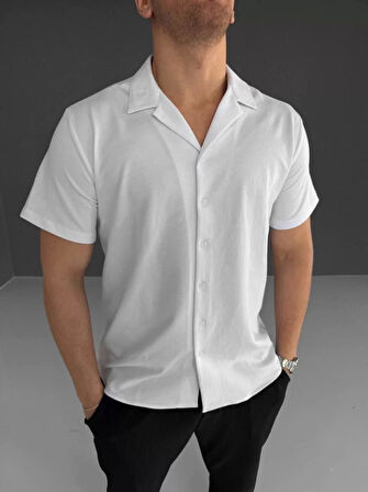 İki İplik Kumaş  Gömlek - Beyaz