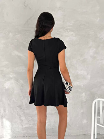 kısa kollu Mini Elbise - Siyah