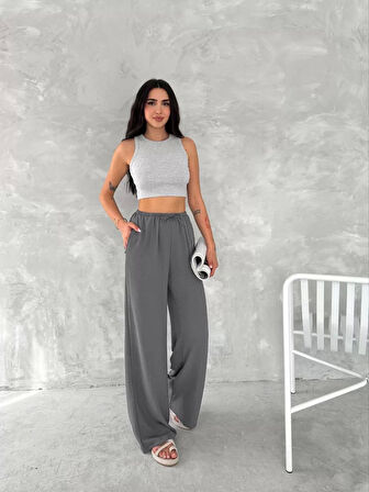Ayrobin Oversize Kadın Pantalon - Füme