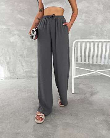 Ayrobin Oversize Kadın Pantalon - Füme
