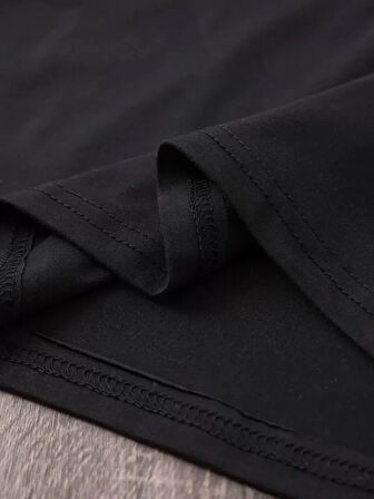 20/1 Penye Compack Baskılı Oversize Bisiklet Yaka Kısa Kol Yazlık T-shirt - Siyah