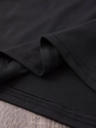 20/1 Penye Compack Baskılı Oversize Bisiklet Yaka m Kısa Kol Yazlık T-shirt - Siyah