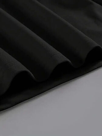 Brooklyn Harf Baskılı Düşük Omuzlu T-shirt, Rahat Kısa Kollu Bol T-shirt, Kadın Giyim - Siyah