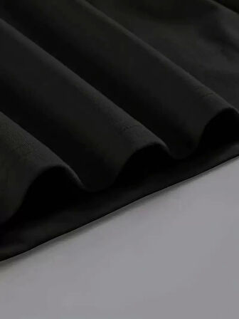 20/1 Penye Compack Baskılı Oversize Kahve Desenli Kadın Kısa Kol Yazlık T-shirt - Siyah