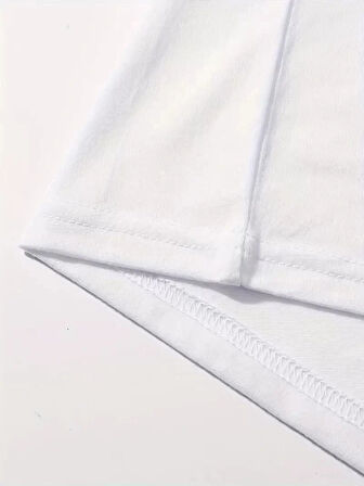 20/1 Penye Compack Baskılı Oversize Kahve Desenli Kadın Kısa Kol T-shirt - Beyaz