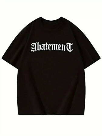 Örümcek Ağı Desenli Baskılı Oversize Bisiklet Yaka T-shirt - Siyah