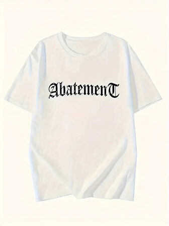 Örümcek Ağı Desenli Baskılı Oversize Bisiklet Yaka T-shirt  - Beyaz