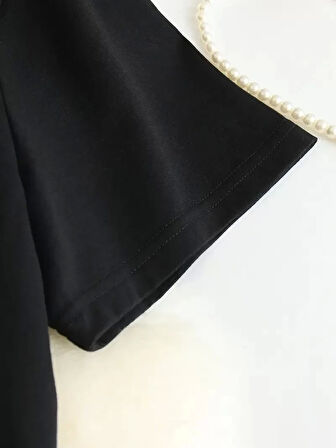 Kadın Beyaz "I've Got Your Back" Grafik Tişört - Eğlenceli Çubuk Tasarımlı Oversize Günlük Kısa Kollu Tişört, Polyester Örgü, Yuvarlak Yaka, İlkbahar ve Yaz için Mükemmel, Günlük Giyim Tişört | Eğlenceli Tasarım | Polyester Kumaş- Siyah