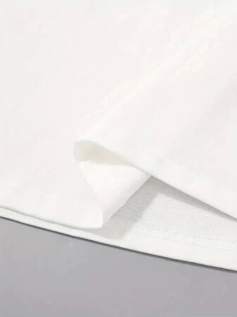 20/1 Penye Compack Palmiye Baskılı Oversize Bisiklet Yaka Kısa Kol T-shirt - Beyaz