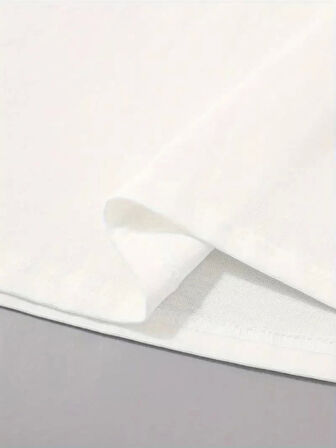 20/1 Penye Compack Sarj %1 Baskılı Oversize Bisiklet Yaka Kısa Kol Yazlık T-shirt - Beyaz