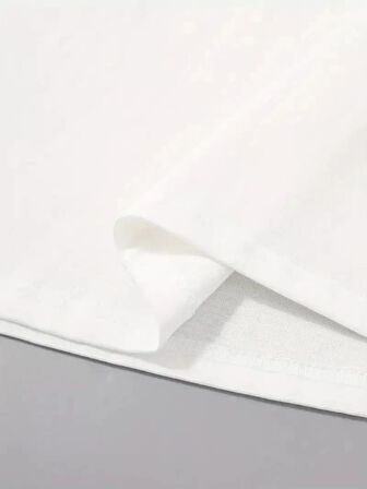 20/1 Penye Compack Palmiye Ön Baskılı Oversize Bisiklet Yaka Kısa Kol Yazlık T-shirt - Beyaz