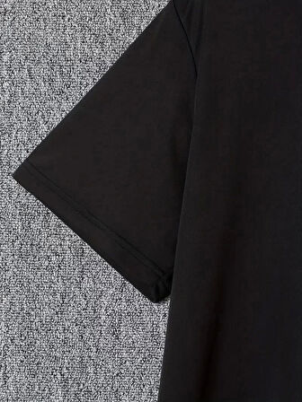 20/1 Penye Compack I TRIED TO WARN YOU. Baskılı Oversize Bisiklet Yaka T-shirt - Siyah