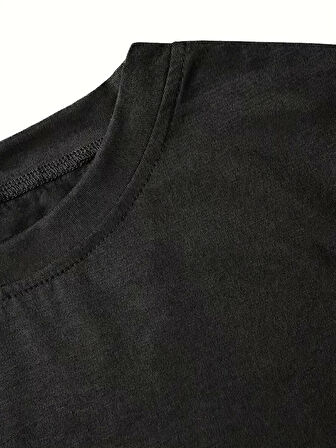 fiyonk Ön Arka baskılı siyah oversize unisex Kısa Kol t-shirt- Siyah