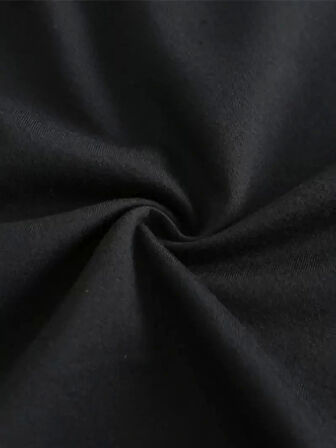 20/1 Penye Compack Baskılı Oversize Kısa Kol Bisiklet Yaka T-shirt - Siyah