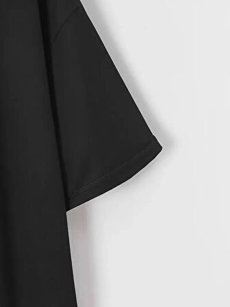 20/1 Penye Compack New York Baskılı Oversize Kısa Kol Bisiklet Yaka T-shirt - Siyah