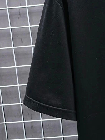 20/1 Penye Compack FUTRE Baskılı Oversize Kısa Kol Bisiklet Yaka T-shirt - Siyah