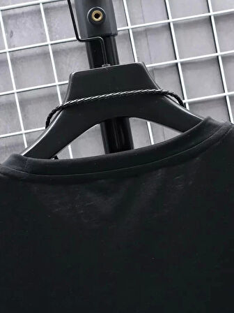 20/1 Penye Compack FUTRE Baskılı Oversize Kısa Kol Bisiklet Yaka T-shirt - Siyah