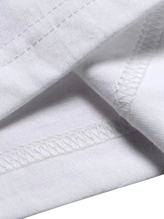 20/1 Penye Compack Özgür kuşlar Baskılı Oversize Bisiklet Yaka T-shirt - Beyaz