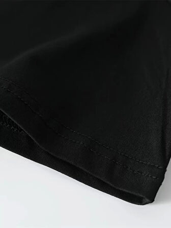 Büyük Beden Erkek "Whatever" Baskılı Tişört, Oversize Erkekler İçin Yaz Modası Kısa Kollu Tişörtler - Siyah