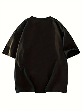 Kadın Eğlenceli Harf NY Baskılı Bisiklet Yaka Tişört - Rahat Polyester, Makinede Yıkanabilir - Yaz ve Fitness için Mükemmel, Yuvarlak Yaka - Siyah