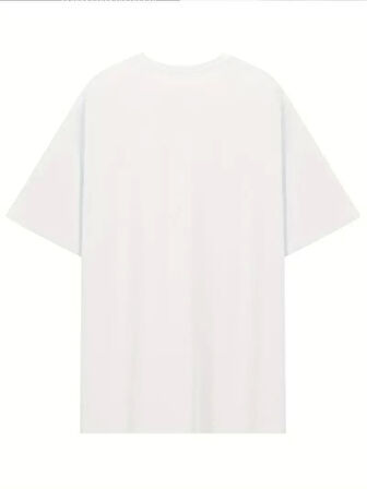 [Günlük T-Shirt] Hafif Kadın Günlük T-Shirt | Bol Kesim, Kısa Kollu, Yuvarlak Yaka, Eğlenceli Karikatür Ayı ve "Umrumda Değil" Baskı - Günlük Stil, İlkbahar/Yaz- Beyaz