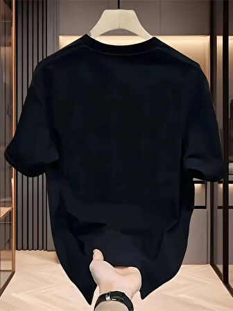 AICG Ön Arka Baskılı Bisiklet Yaka Kadın Oversize Bisiklet Yaka T-shirt - Siyah