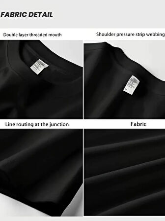 Rahat Bisiklet Yaka Tişört, Yaratıcı Karikatür Baskı - Yumuşak Polyester, Her Mevsim Giyilebilir- Siyah