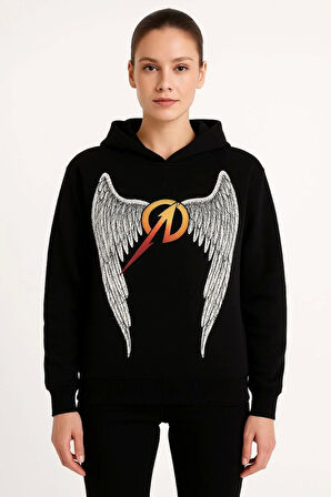 Metallica İki İplik Kapüşonlu Ön ve Arka Baskılı hoodie - Siyah